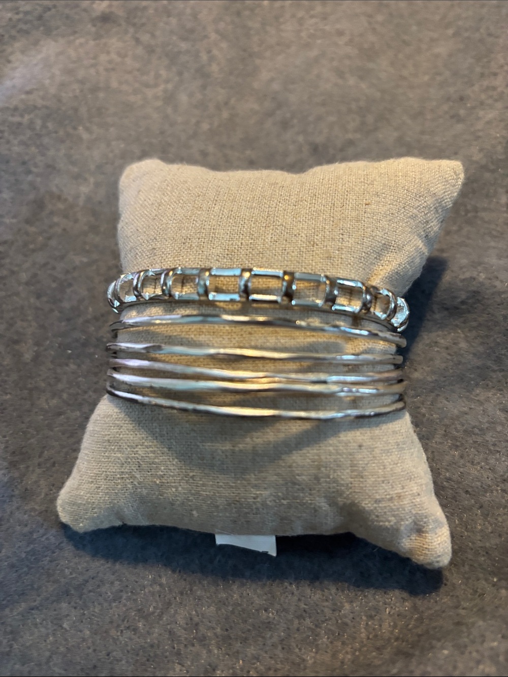 Stella & Dot Silver Stackable Bangle Bracelet Set